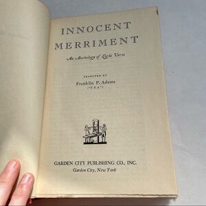 Hardcover Book Innocent Merriment An Anthology of Light Verse 1942 Poetry